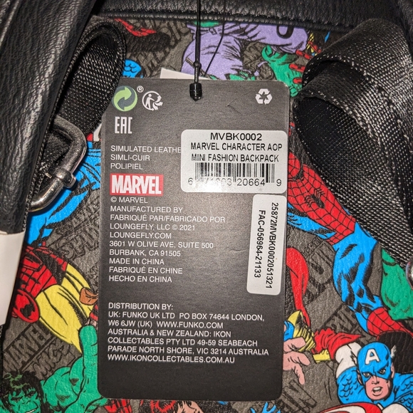 707Street Marvel All Over Print AOP Mini Backpack - Picture 4 of 4